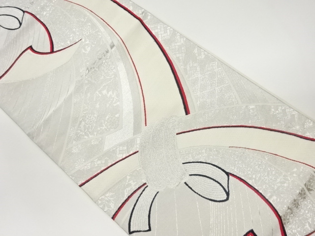 束ね熨斗に花鳥模様織出し袋帯